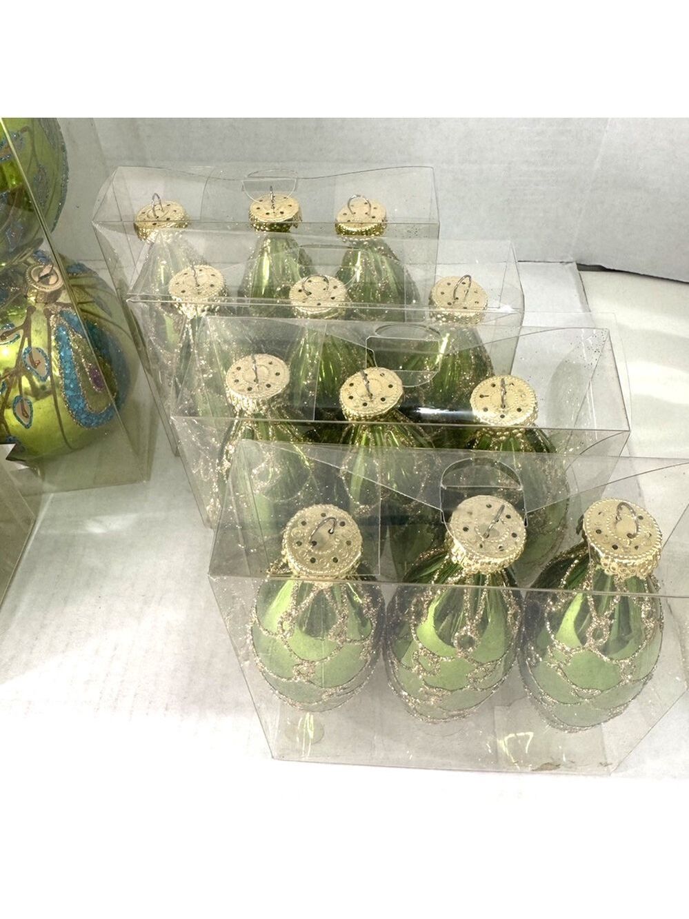 Lot of 20 Hobby Lobby + Home Goods Glass Christmas Ornaments Green Gold Silver - Picture 3 of 13